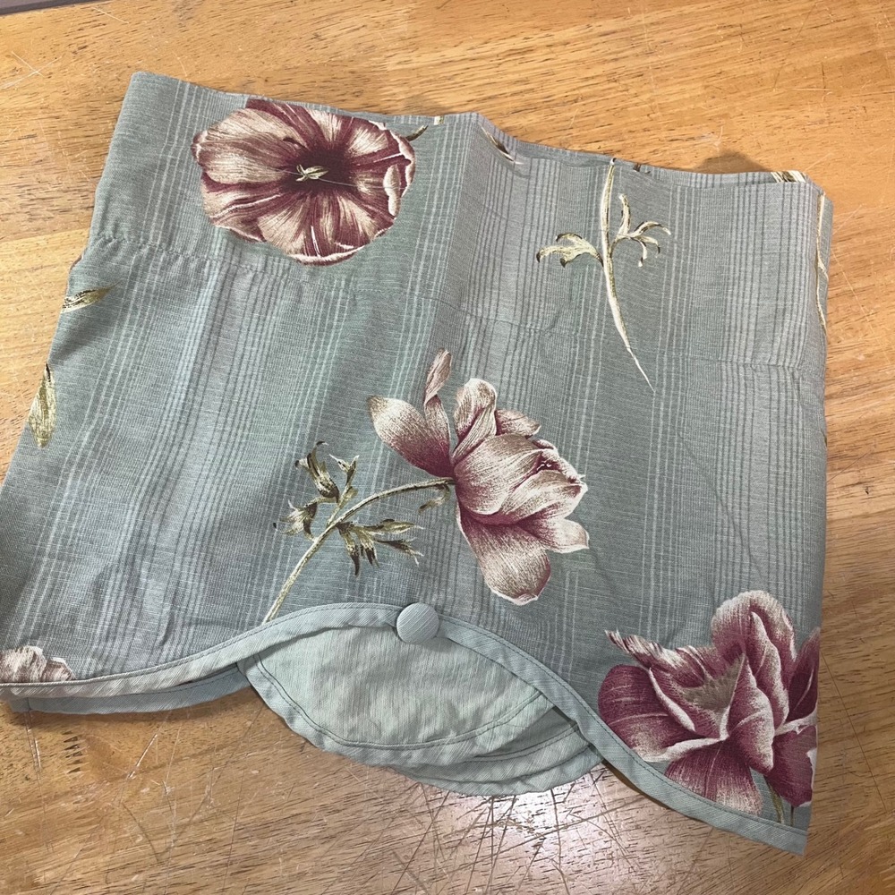 Waverly Valance 72x15 Sage Green Vtg Floral Scalloped Cotton Garden Room